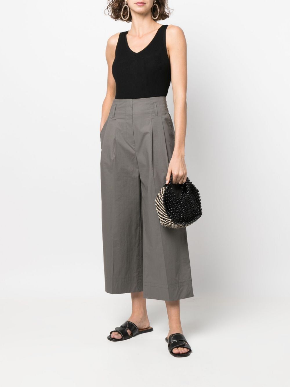 Luisa Cerano wide-leg cropped trousers in Gray | Stylemi