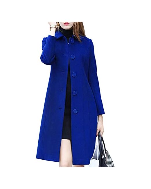 chouyatou Fall Winter Elegant Single Breasted Long Wool Coat Overcoat ...