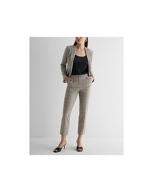Express Editor Super High Waisted Fleece-Lined Straight Ankle Pant