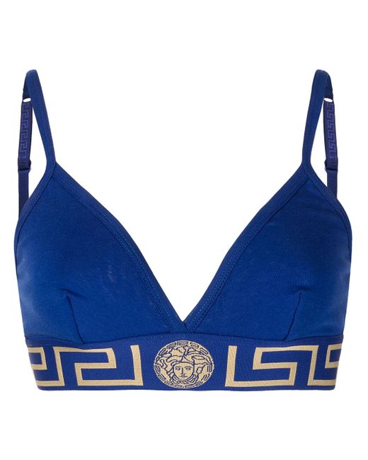 Versace Greek Key band bra in Blue | Stylemi