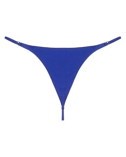 Fleur Du Mal Luxe V-string thong in Blue | Stylemi