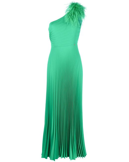 NISSA lace-trim pleated dress - Green