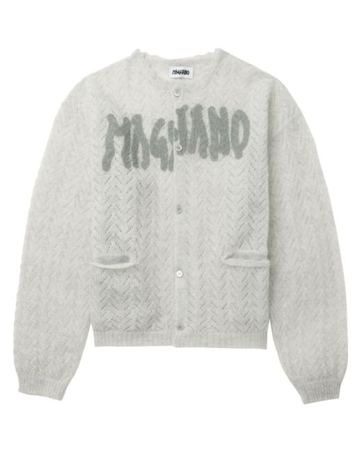 Magliano logo-print pointelle-knit cardigan - Pink