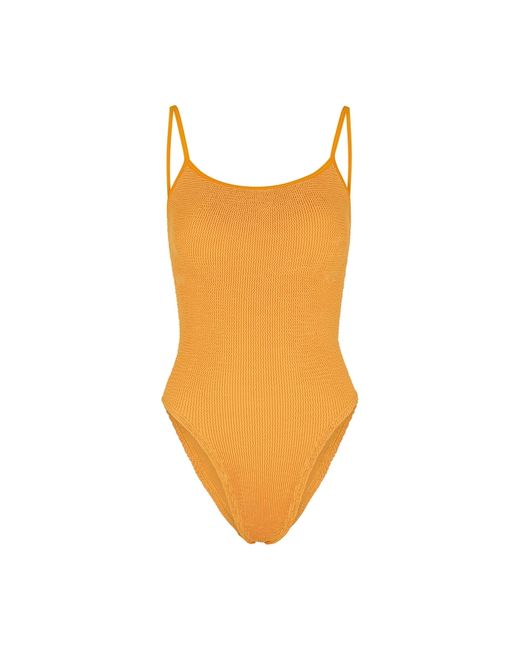 Hunza G Pamela Seersucker Swimsuit in Orange | Stylemi