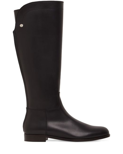 Loro Piana 20mm Welly Leather Tall Boots in Black | Stylemi