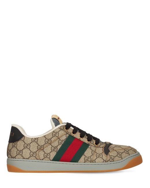 GUCCI Ace Webbing-Trimmed Monogrammed Coated-Canvas Sneakers for Men