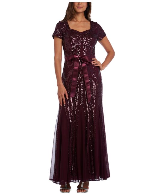 R & M Richards Sequinned Godet Gown Regular Petite Sizes | Stylemi