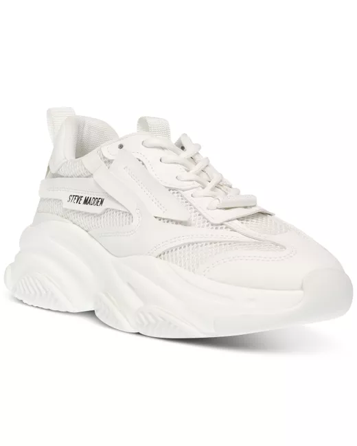 Steve Madden Possession Chunky Lace-Up Sneakers in White | Stylemi