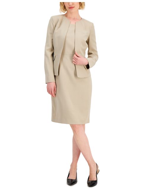 Le Suit Collarless Dress Suit Regular Petite Sizes | Stylemi