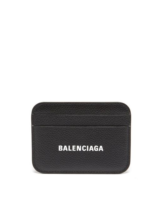 Balenciaga Cash Logo-print Grained-leather Cardholder in Black | Stylemi
