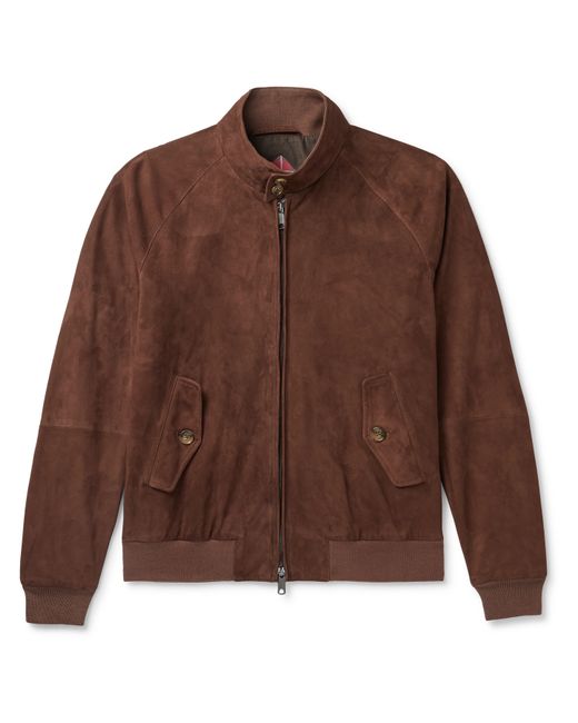 Baracuta G9 Suede Harrington Jacket in Brown | Stylemi