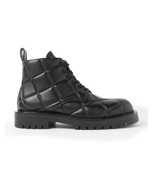 Bottega Veneta Quilted Leather Boots in Black | Stylemi