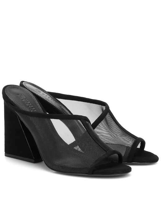 Mercedes Castillo Lathasa leather and mesh sandals in Black | Stylemi