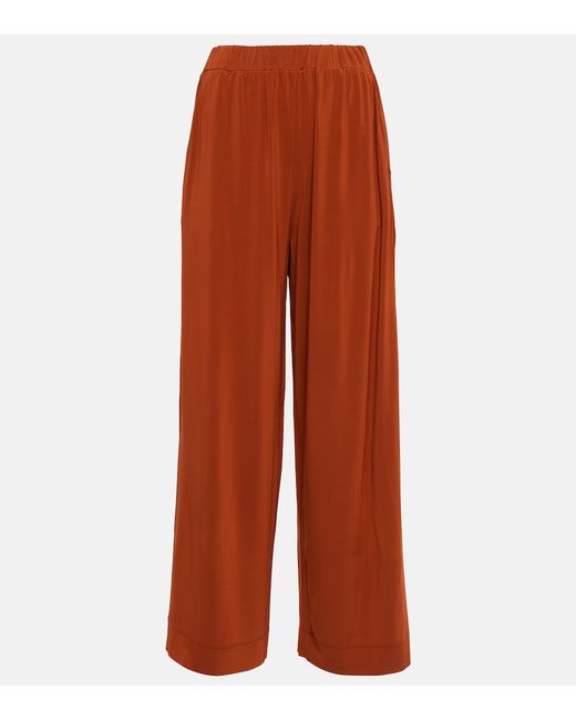 Umile high-rise wide-leg silk pants in orange - Max Mara