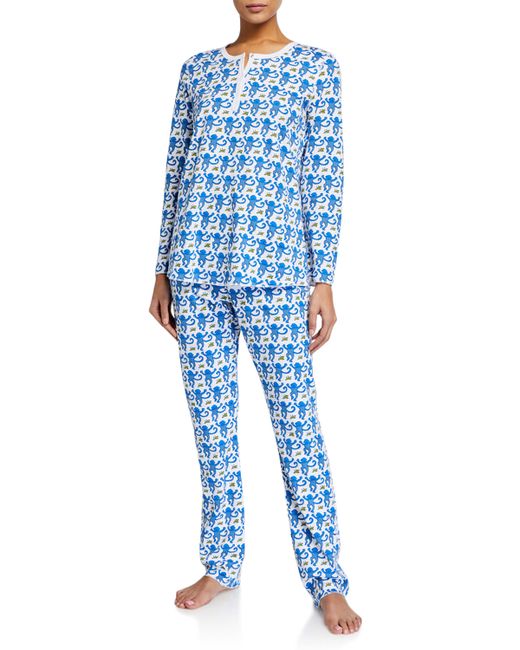 Roller Rabbit Monkey Pajama Set in Blue | Stylemi