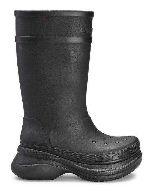 Balenciaga x Croc Rubber Rain Boots in Black | Stylemi