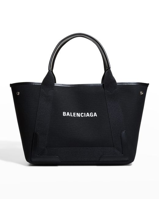 Balenciaga Cabas Logo Canvas Leather Tote Bag | Stylemi