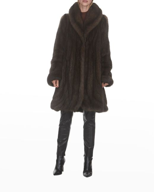 Gorski Russian Sable Fur Directional Stroller Coat in Brown | Stylemi