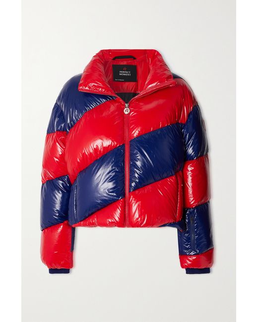 Zao quilted terry-paneled down hooded ski jacket