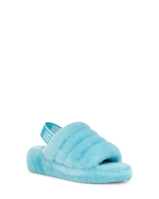 uggr UGG Fluff Yeah Genuine Shearling Slingback Sandal in Blue | Stylemi