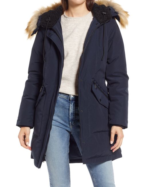 Sam Edelman Water Repellent Parka with Removable Faux Fur Trim in at in ...