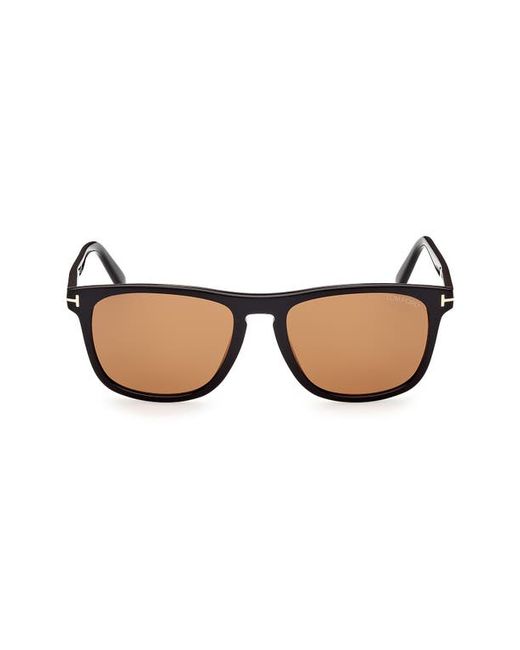 Tom Ford Gerard 56mm Square Sunglasses in Shiny Black at in Brown | Stylemi
