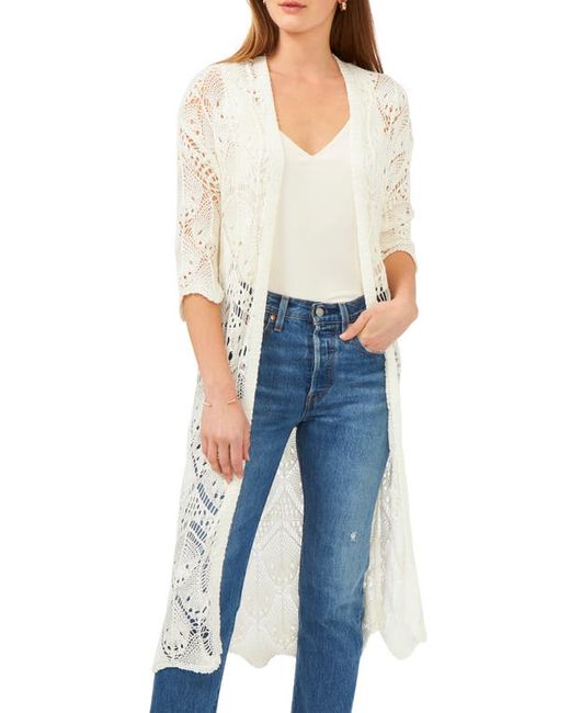 Vince Camuto Open Stitch Duster in at in White | Stylemi