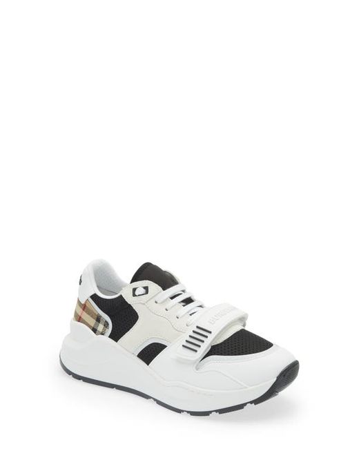 Burberry Ramsey Low Top Sneaker in Black/Check at in White | Stylemi