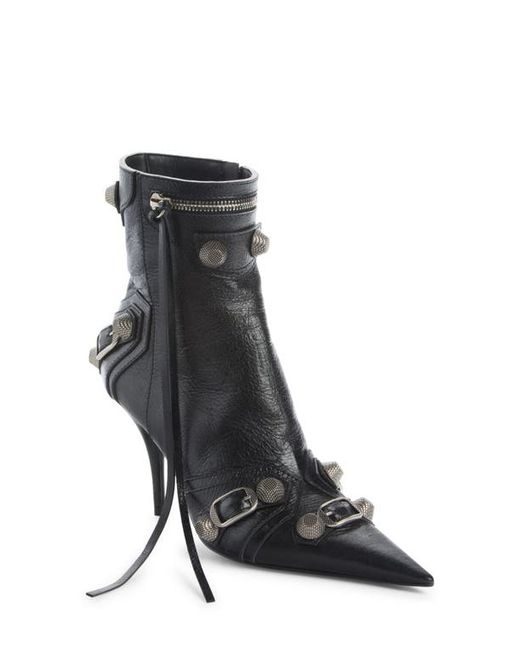 Balenciaga Cagole Leather Bootie in at in Black | Stylemi