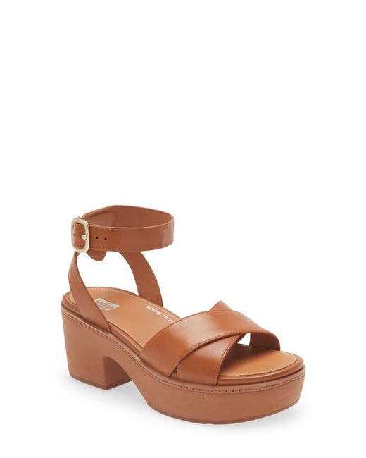 FitFlop Pilar Leather Platform Mule in at in Beige | Stylemi