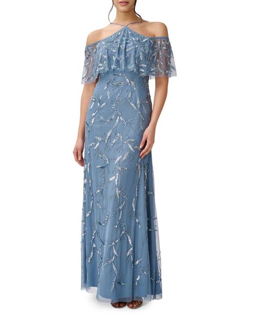 Aidan Mattox by Adrianna Papell Sequin Beaded Cold Shoulder Gown in at ...