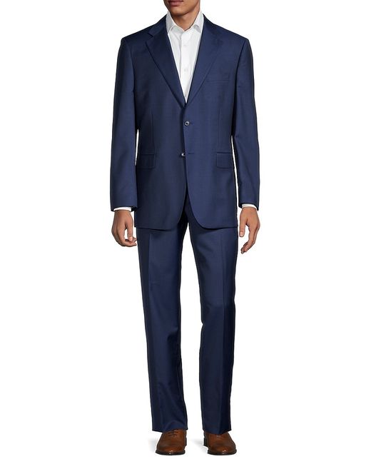 Saks Fifth Avenue Classic-Fit Solid-Hued Wool Suit in Blue | Stylemi