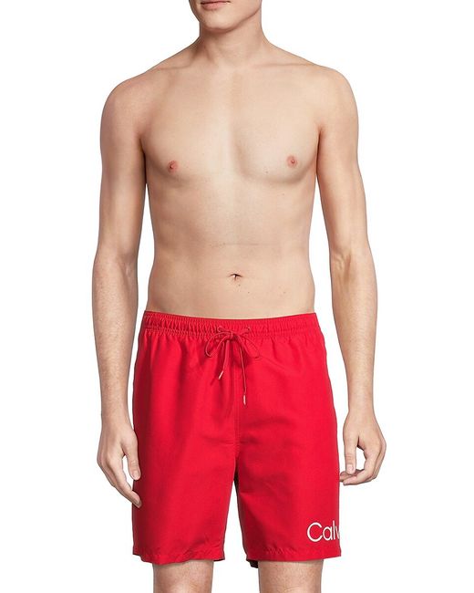 Calvin Klein Logo Swim Shorts in Red | Stylemi