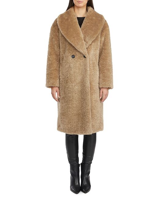 Badgley Mischka Rasha Faux Fur Teddy Coat in Brown | Stylemi