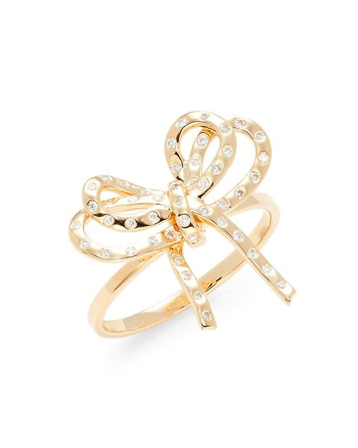 Hueb Romance 18K 0.19 TCW Diamond Bow Ring in Yellow | Stylemi