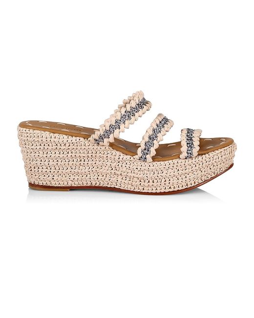 Carrie Forbes Said Raffia 3-Strap Wedge Sandals | Stylemi
