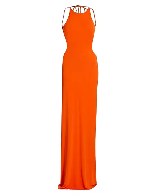 H Halston Briar Jersey Open Back Gown in Orange | Stylemi