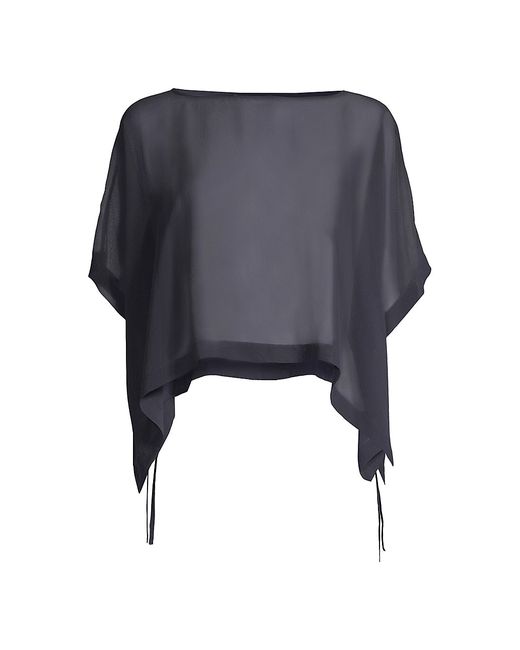 Eileen Fisher Women's Bateau Neck Silk Crop Poncho In Nocturne At Xx-Small
