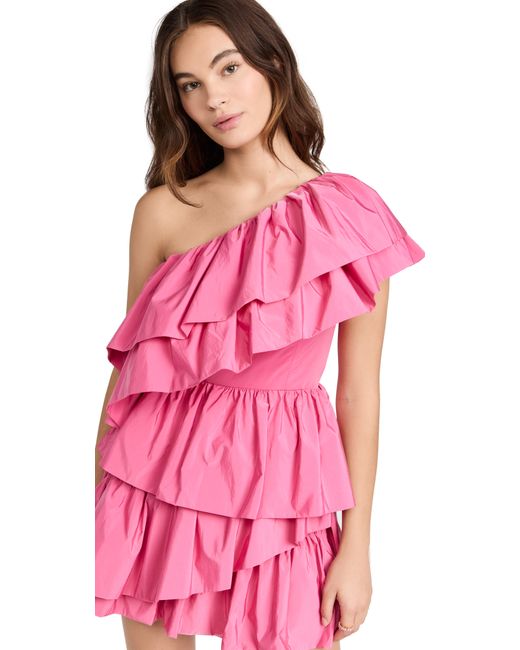 Endless Rose One-Shoulder Ruffled Mini Dress in Pink | Stylemi