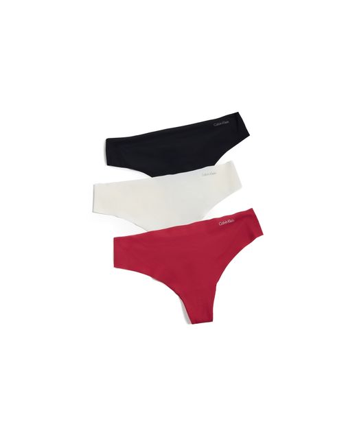 Calvin Klein Invisibles 3 Pack Thong in Red