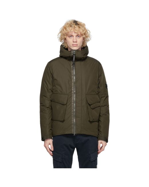 CP Company Down Hooded Jacket in Green | Stylemi