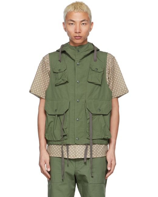 Engineered Garments Ripstop Field Vest in Green | Stylemi