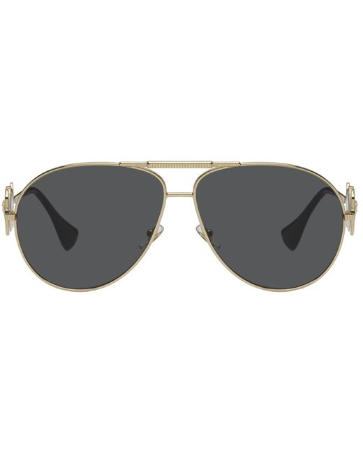 Versace Gold Medusa Biggie Pilot Sunglasses In Golden Stylemi 